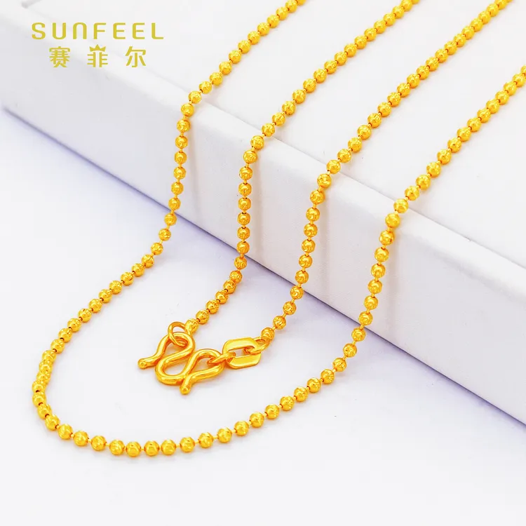 SUNFEEL/赛菲尔足金999猫眼小米珠项链百搭时尚百搭款轻奢款女士