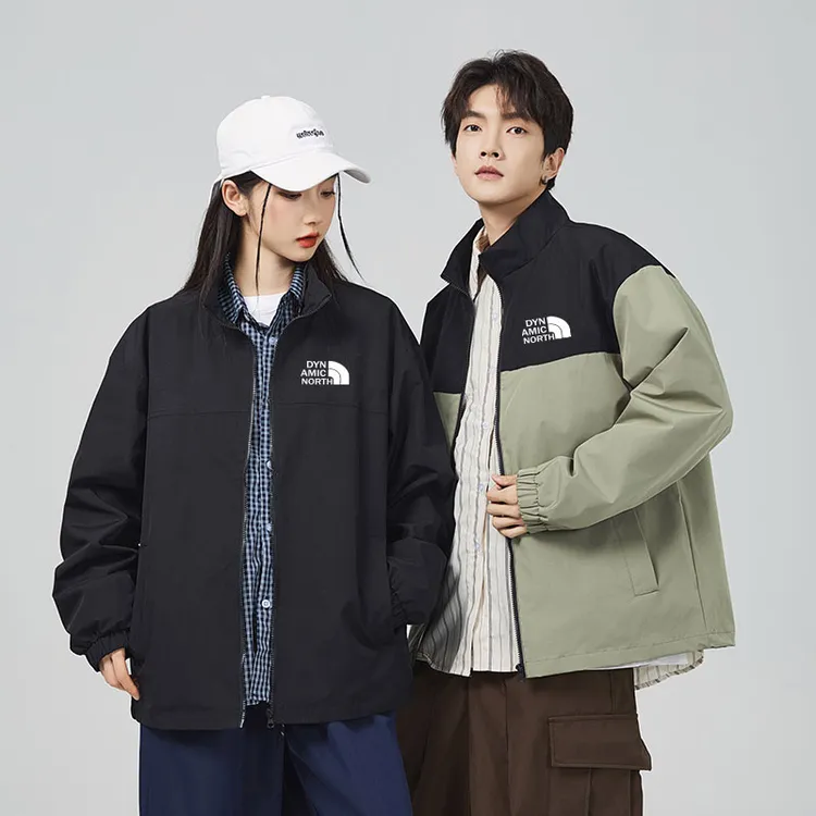 动感北面冲锋衣春秋秋季立领夹克上衣撞色工装男女同款夹克春季