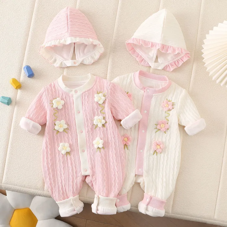 婴儿春装女宝宝衣服2025新款双层爬爬服婴幼儿连体衣春秋外穿洋气