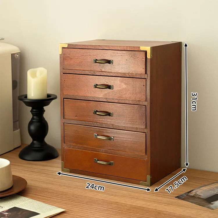 新款实木多层抽屉柜复古家用客厅木质收纳柜办公抽屉式储物柜