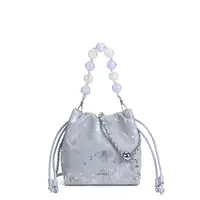 国风串珠手提水桶包质感百搭链条包包简约洋气单肩斜挎包-26305-B