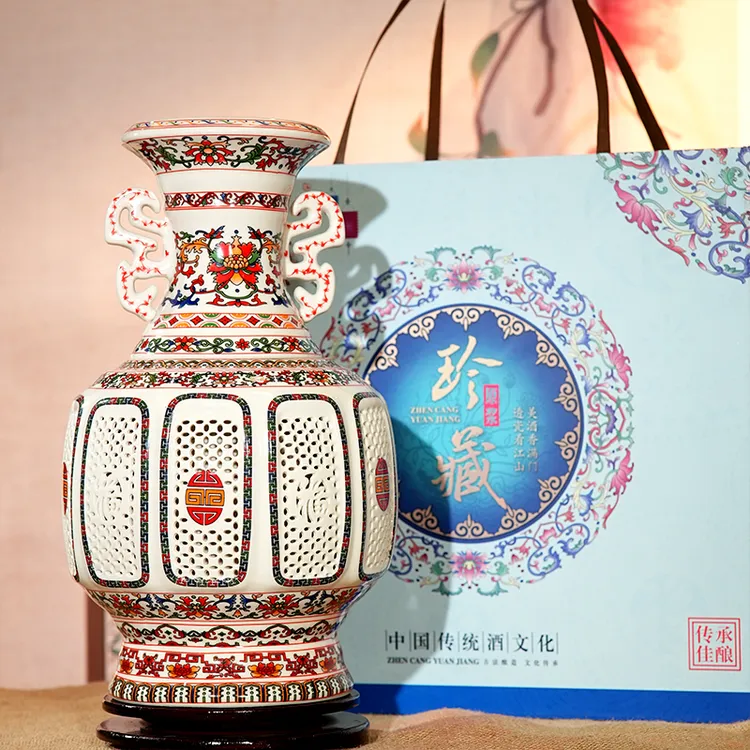 好粮心福禄寿喜酒五粮固态浓香型优级白酒镂空陶瓷XHC52度1500ml