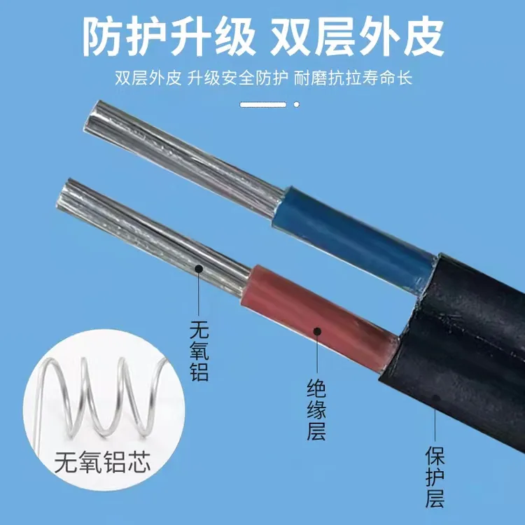 国标2芯3芯铝芯电缆线户外家用4 6 10 16平方二相3相防老化护套线