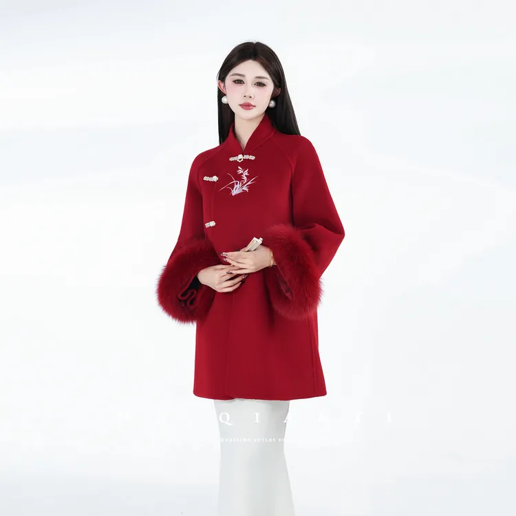 MD定制·杨千亿【东方点翠】2025冬季花朵图案百搭千金羊毛毛呢外套