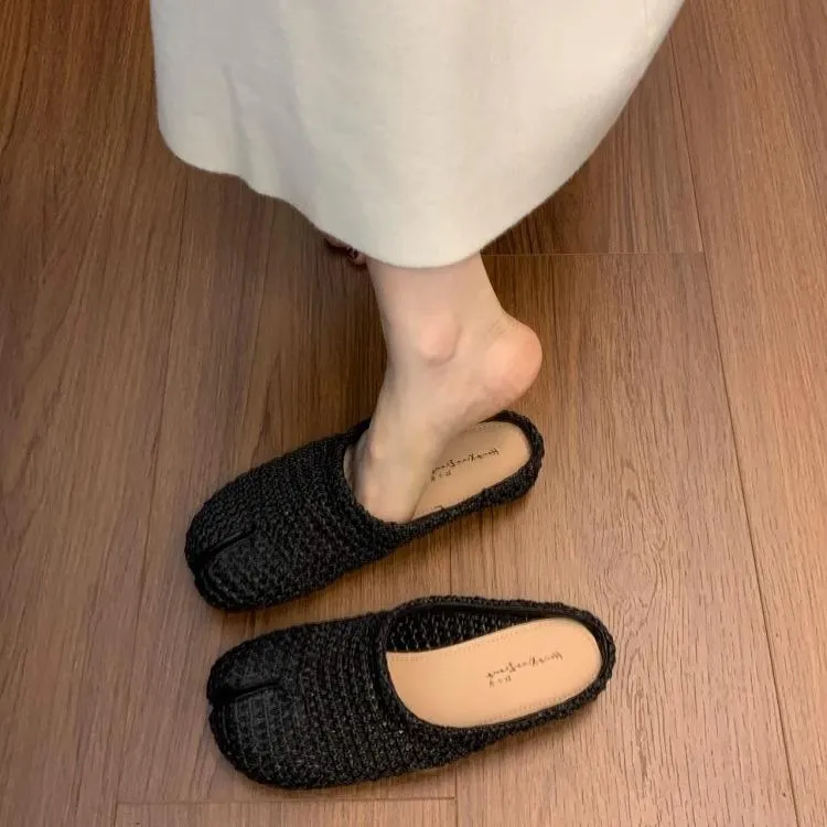 【香港轻奢Sakurano&樱央】小众设计感透气编织包头半拖鞋女夏外