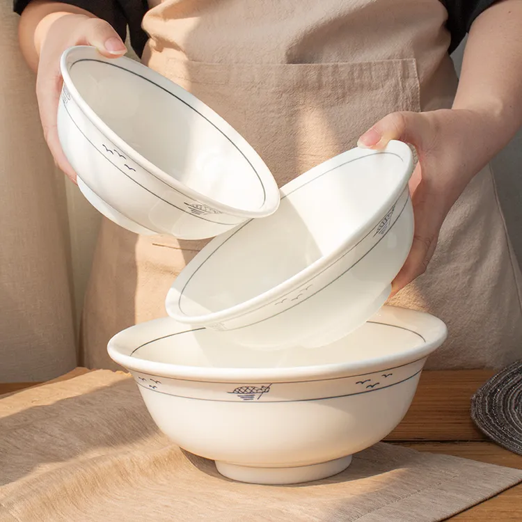 汤面碗一帆风顺商用麻辣烫大碗面馆专用牛肉拉面大碗螺蛳粉螺纹碗