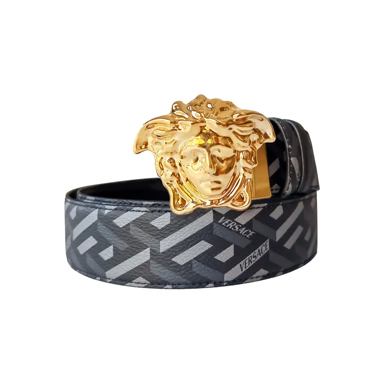 【范思哲】VERESACE 经典美杜莎logo男士条纹印花时尚休闲双面皮带