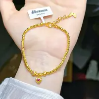 【金羽黄金】足金999蹦迪珠珐琅爱心手链8.02   8.08