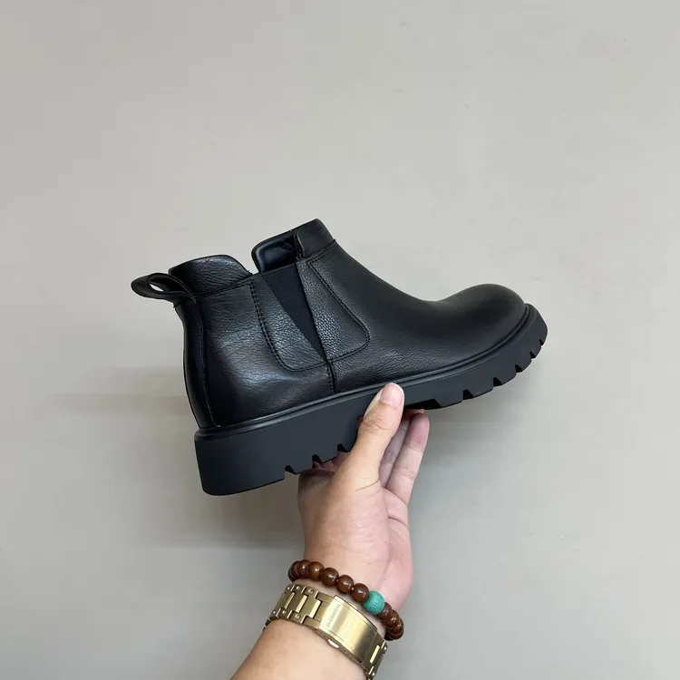 厚底休闲圆头一脚蹬素面切尔西靴秋冬百搭厚款冬季