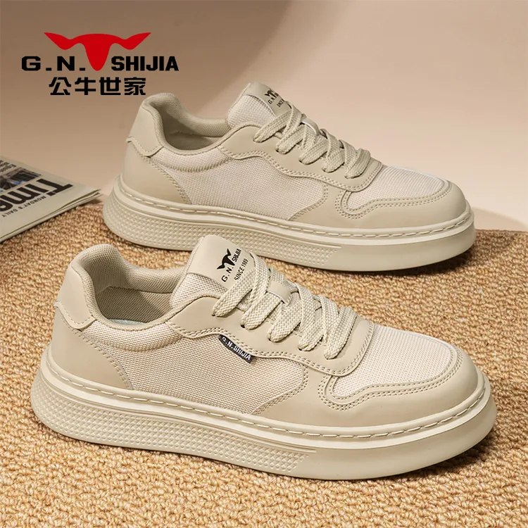 公牛世家欧洲站男鞋细节爱新款时尚百搭休闲板鞋男透气厚底德训鞋