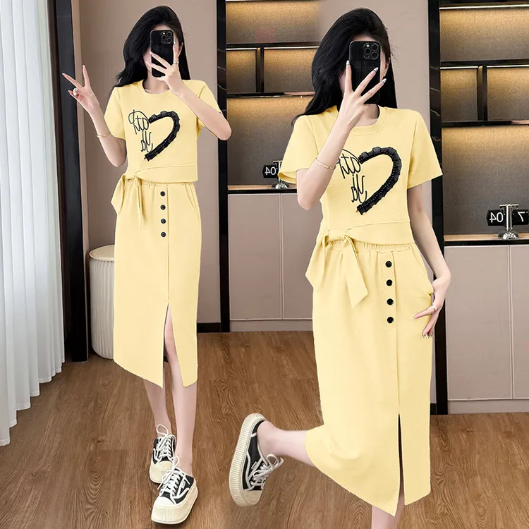 夏季2025新款休闲减龄两件套装裙百搭舒适显瘦