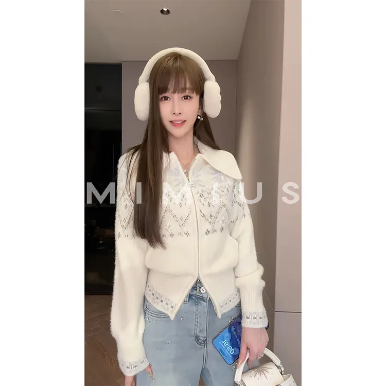 【mimius】P 高奢重工费尔岛提花刺绣双开头针织开衫 WG11012