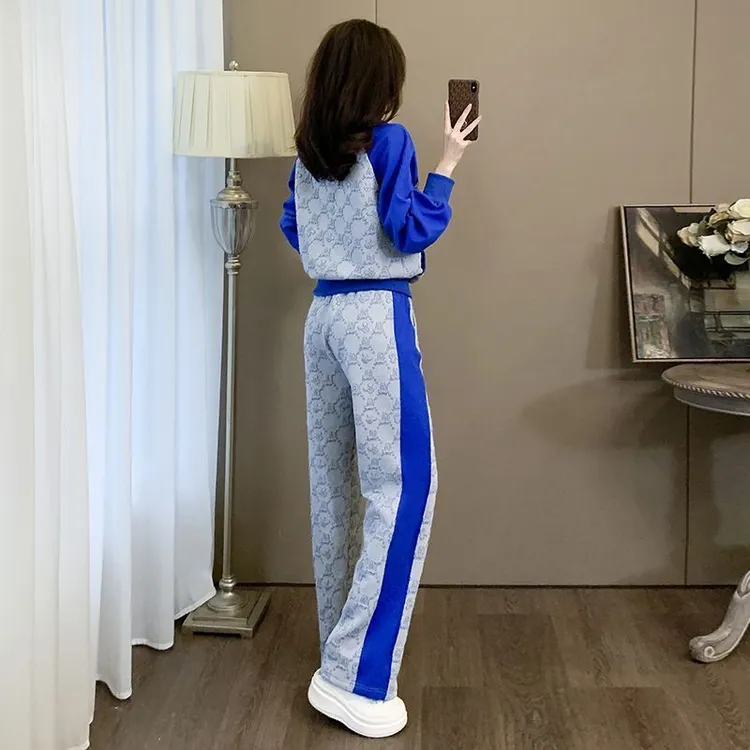 运动休闲套装女秋冬炸街潮流，卫衣直筒裤两件套高级感，显瘦百搭！