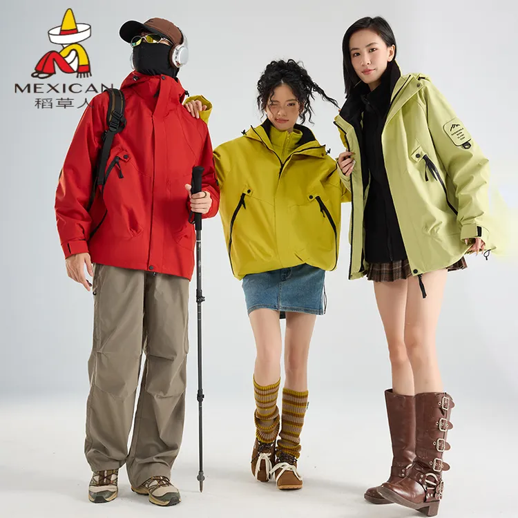 稻草人石墨烯秋冬三合一男女款冲锋衣加厚保暖内胆户外登山服外套