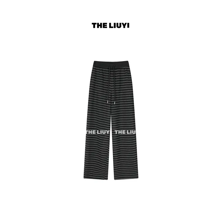 【LIUYI】加绒加厚显瘦条纹休闲直筒条纹裤510253
