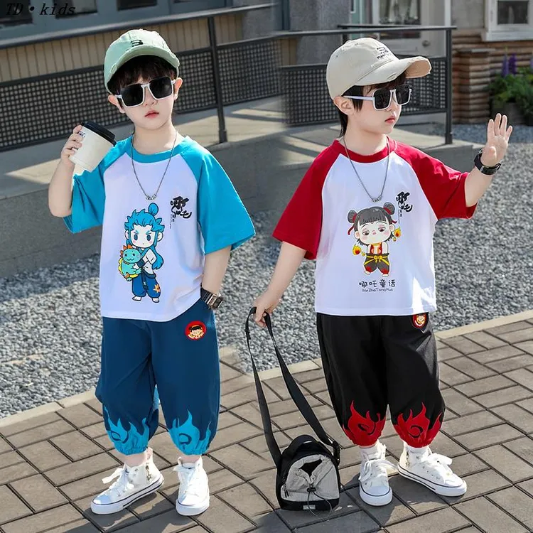 儿童哪吒敖丙服装男童夏装套装2025新款酷帅男孩夏季短袖薄款衣服