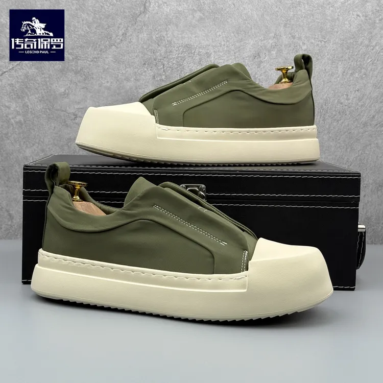 传奇保罗男鞋轻便低帮一脚蹬休闲板鞋时尚潮流舒适软底百搭运动鞋