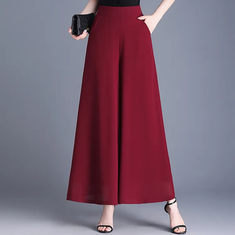 优雅阔腿裤女夏季裙裤2025年新款春秋高腰显瘦宽松垂感雪纺九分裤