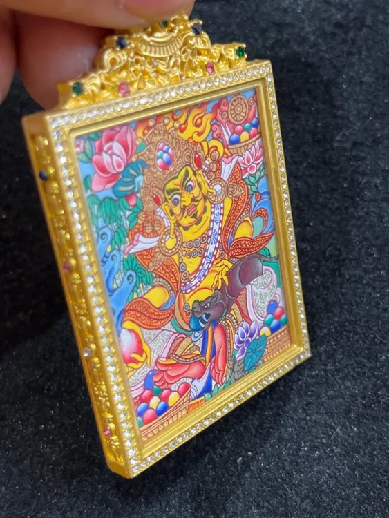 黄财神唐卡精美之作热贡手绘精品唐卡
