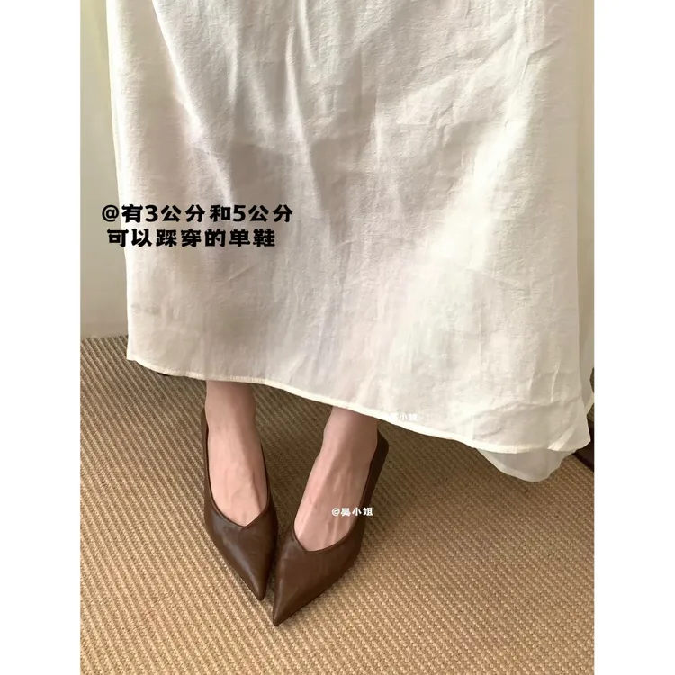 2025秋季新款法式气质尖头浅口高跟鞋女时尚百搭细跟显瘦通勤单鞋