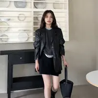 【SJNQ】旷野格调～高级感宽松显瘦气质西装皮衣  