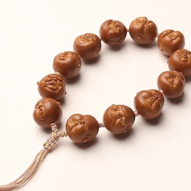 橄榄核人生百态手串雕刻大籽手工铁核胖子开心近正圆短圆手把件男