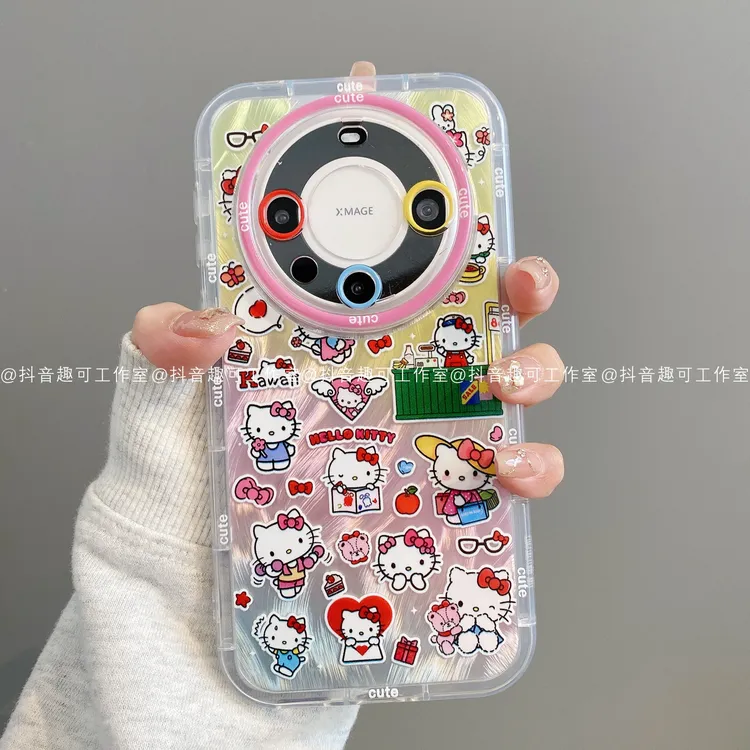 泡芙羽纱适用华为mate70pro/60/50/40苹果16pro小米潮凯蒂手机壳