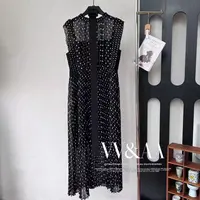 VV&AA 新款法式气质收腰圆领小飞袖波点连衣裙+腰带 MK4081