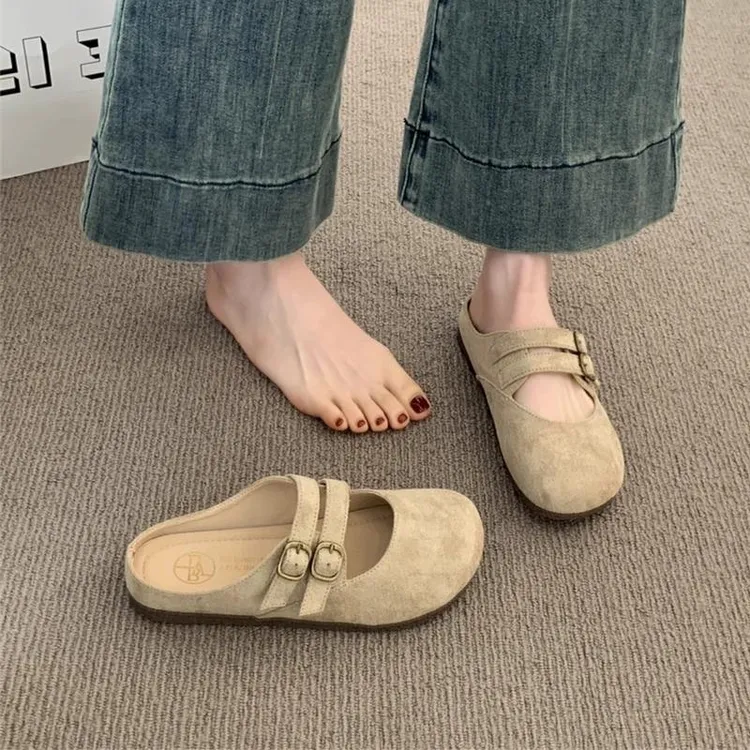 三福勃肯鞋包头半拖鞋女夏外穿2025新款凉拖懒人一脚蹬玛丽珍单鞋