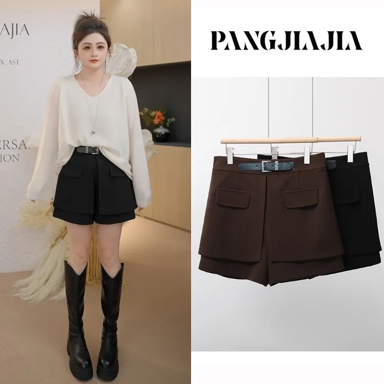 【胖佳佳】魔法短裤 小众设计感高腰显瘦百搭西装裤H625K01406
