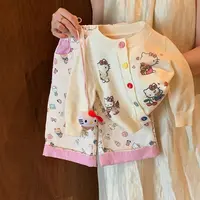 女童毛衣套装洋气秋装2025新款小童女宝宝阔腿裤毛衣开衫两件套潮