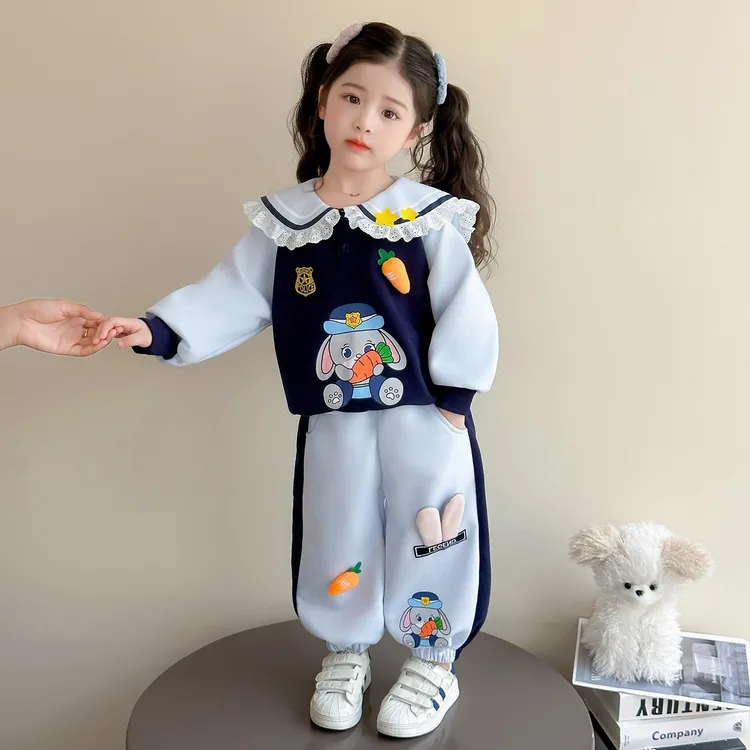 MK&UR.BV女童娃娃领卫衣套装秋季2025新款儿童秋装宝宝洋气两件套