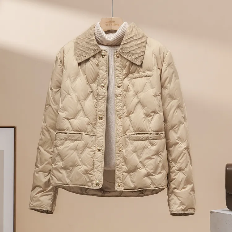 简约时尚轻薄羽绒服女短款2025年冬季新款休闲气质小香风爆款外套