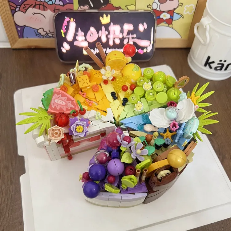 生日积木蛋糕儿童益智拼装玩具女孩女生闺蜜女友生日礼物摆件玩具