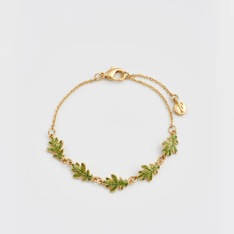 铜合金珐琅手链 【徐梦洁同款】橡树叶珐琅彩手链轻奢时尚复古小众