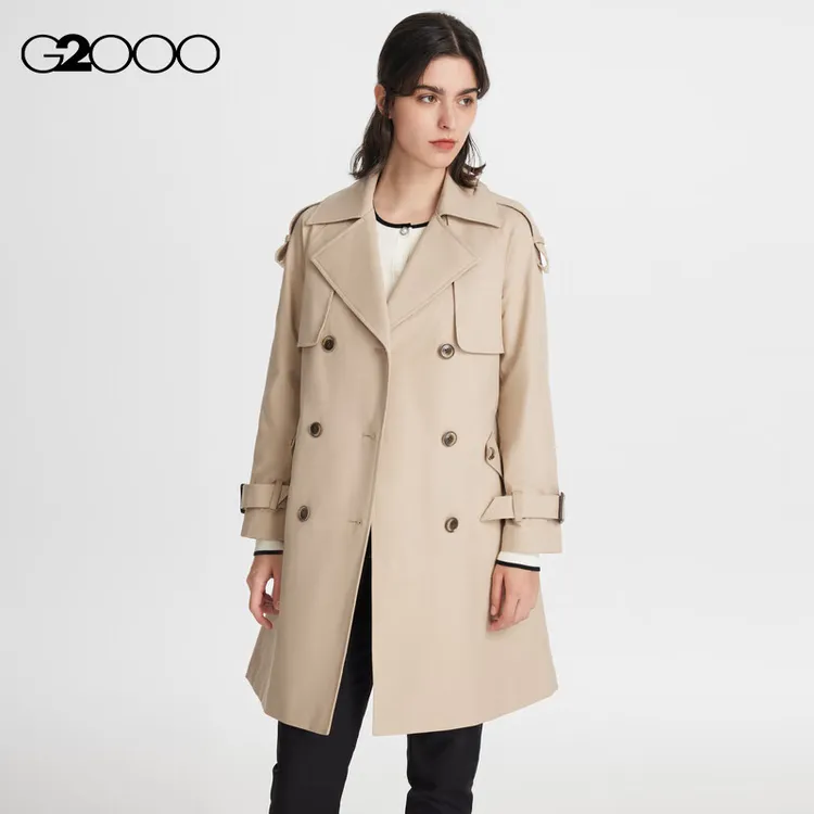 【舒适弹性】G2000女装商场款风衣面料英伦风大衣直播