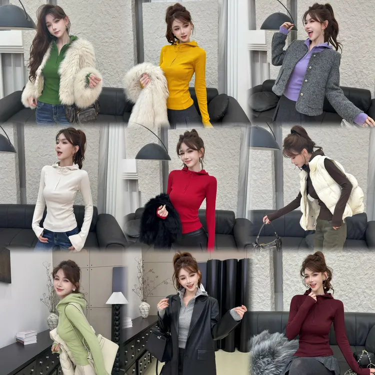 卡卡【人手一件】叠穿神器半拉链连帽内磨毛加厚上衣