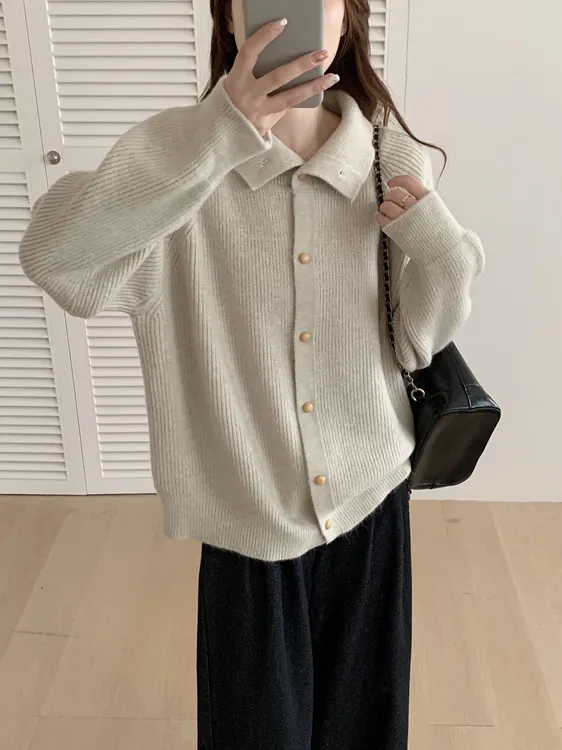  韩系毛衣针织衫百搭毛针织衫常规款长袖开衫