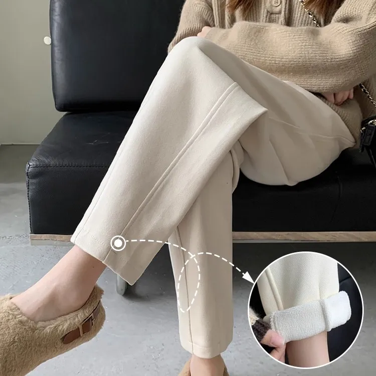 哈伦萝卜裤女2025新款秋冬小个子高腰卫裤大码胖mm直筒奶奶裤子