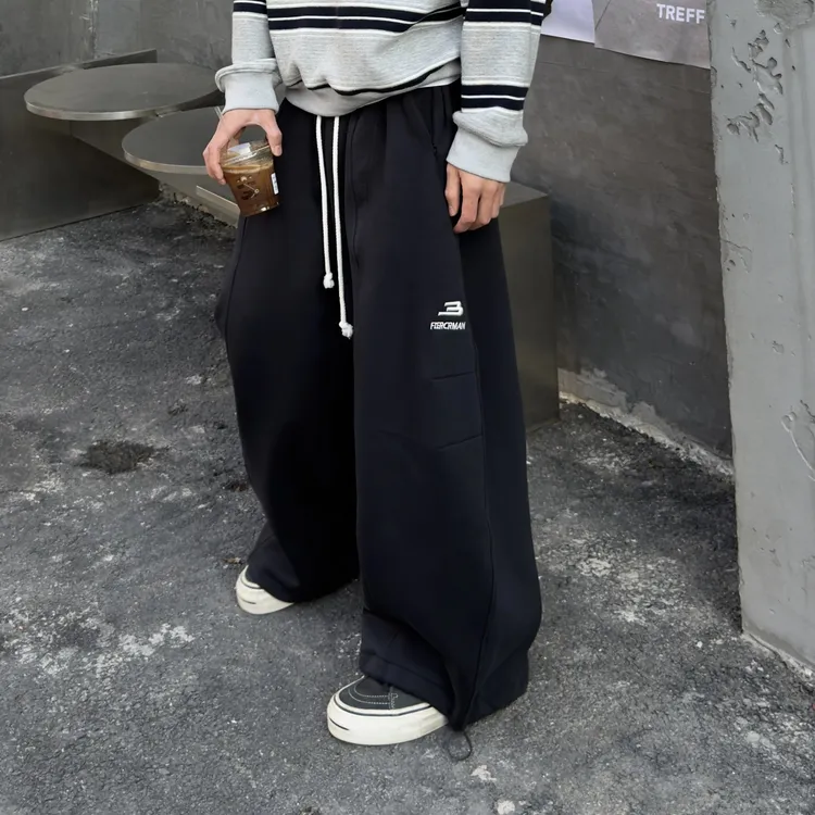 情侣款痞帅大廓形运动男潮牌宽松百搭休闲拖地美式宽松阔腿卫裤