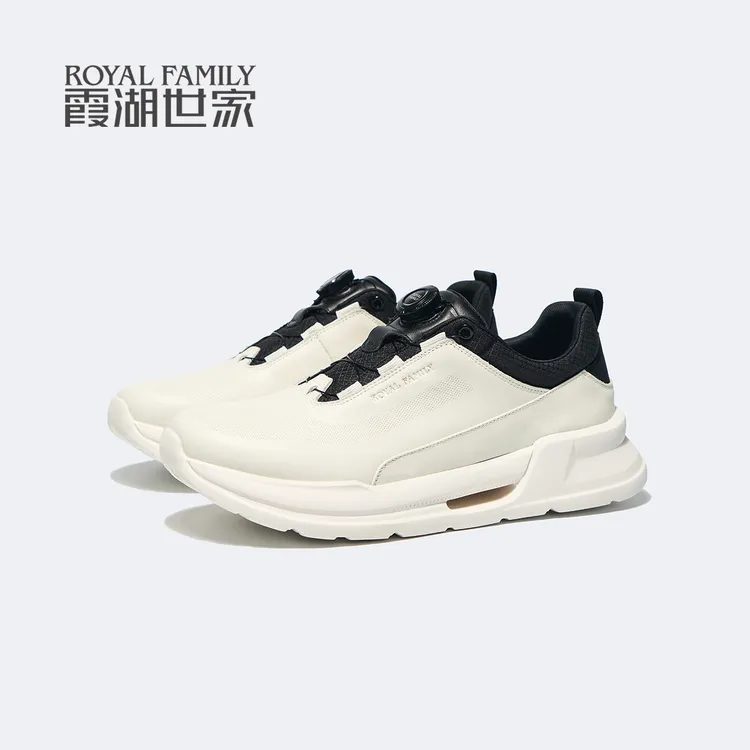 霞湖世家休闲真皮男鞋2025春秋新款运动鞋男轻便高尔夫球鞋健步鞋