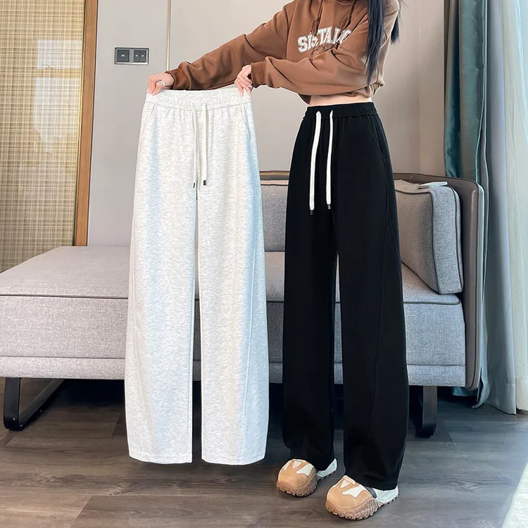 弯刀运动阔腿裤女春秋季高腰宽松直筒秋款休闲裤子宽松镰刀香蕉裤