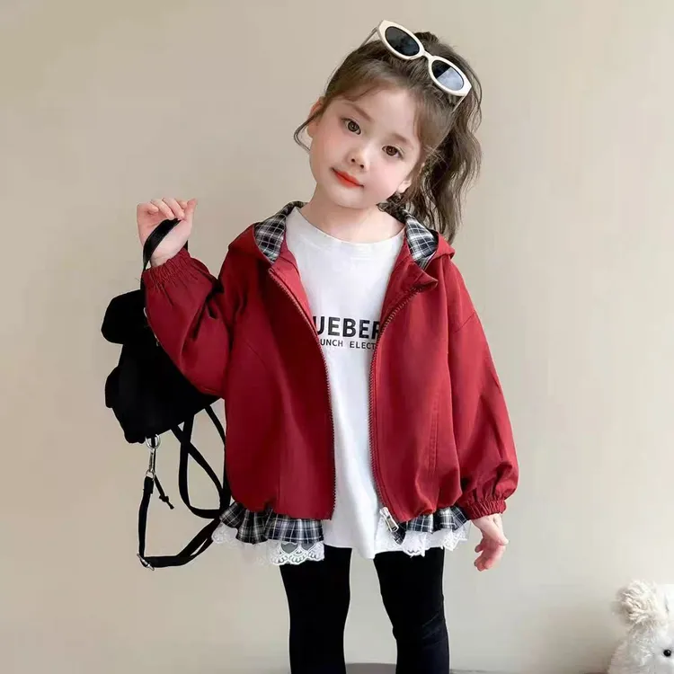 女童外套秋装2025新款韩版蕾丝花边儿童上衣春秋款宝宝休闲衣服潮