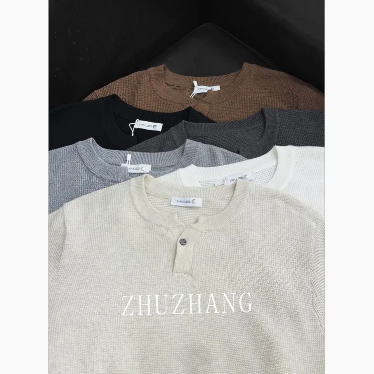 BAIZHI「亨利单扣」夏季老钱风冰丝亨利领百搭上衣轻熟慵懒男士短