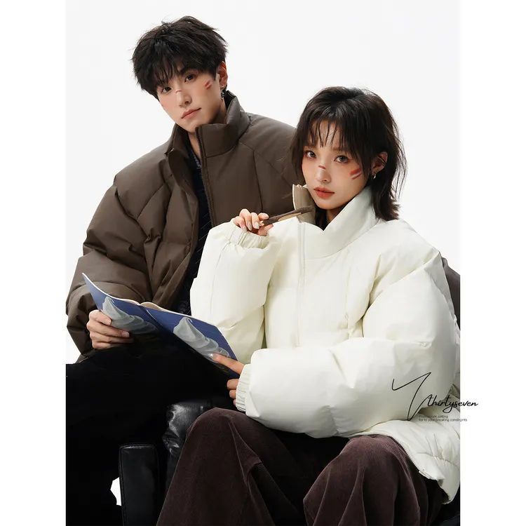 美式复古咖色棉服外套男款冬季cleanfit潮牌痞帅加厚情侣立领棉衣