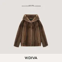 W.Diva【流金】芬兰进口皇冠级短二连帽插肩袖水貂外套54C243146