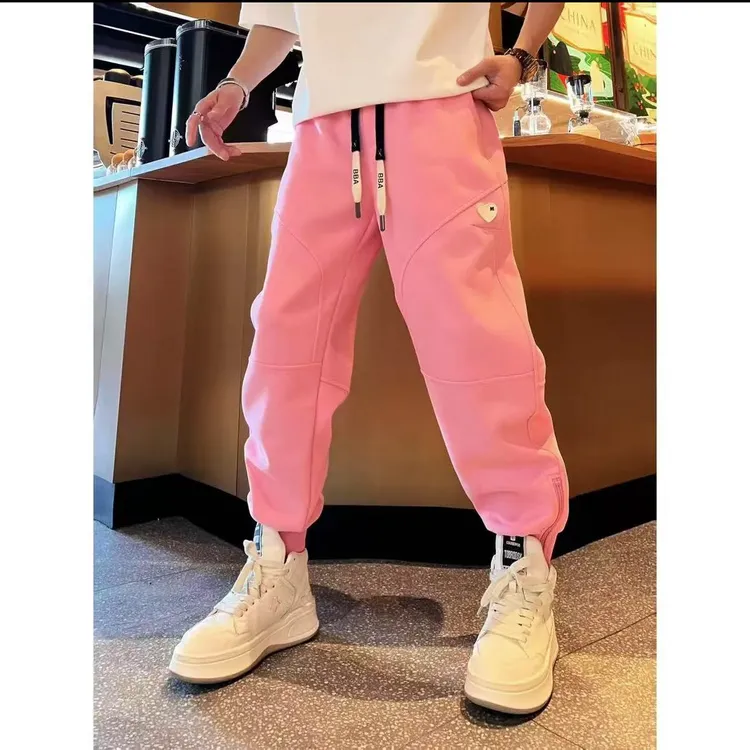 简约立体裁剪百搭时尚宽松个性笑脸时尚潮流男士休闲帅气束脚裤