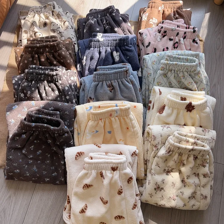 新品！冬日新款加厚雪粒绒百搭显瘦垂感宽松居家休闲裤女可外穿