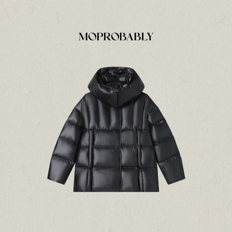 Moprobably李予诺「供暖」95白鹅绒纯色中长款连帽羽绒服L5468063
