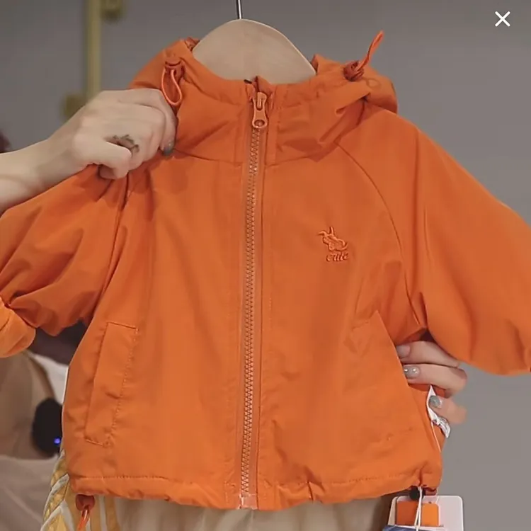 【加绒三防冲锋外套  】婴儿衣服男童冲锋衣秋冬女小童上衣连帽休闲